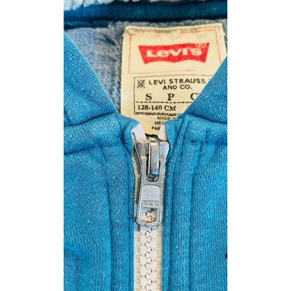 Levi's Boys Blue Zip Up Lined Hoodie S Turquoise Blue Youth Sweatshirt - Picture 12 of 13